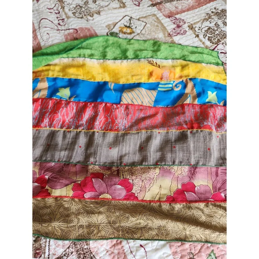 Darn Good Yarn‎ Silk Medley Scarf Reclaimed Sari Silk Floral 20×70 Inches